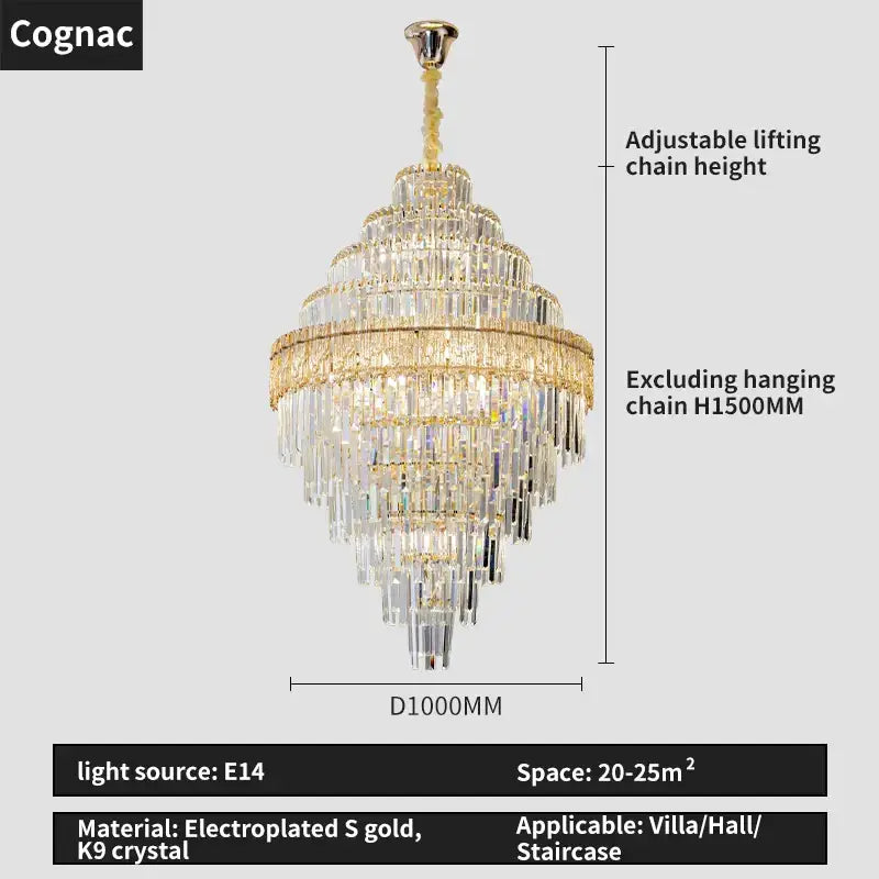 Modern elegant crystal chandelier gold dining room glass prisms
