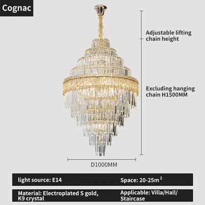 Modern elegant crystal chandelier gold dining room glass prisms