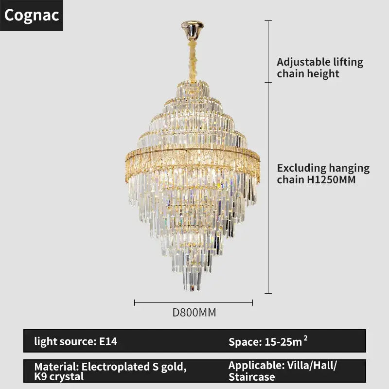 Modern elegant crystal chandelier gold dining room glass prisms