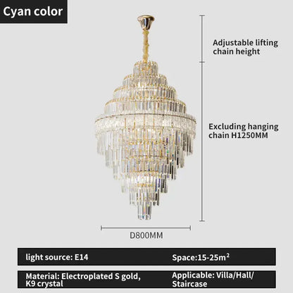 Modern elegant crystal chandelier gold dining room glass prisms