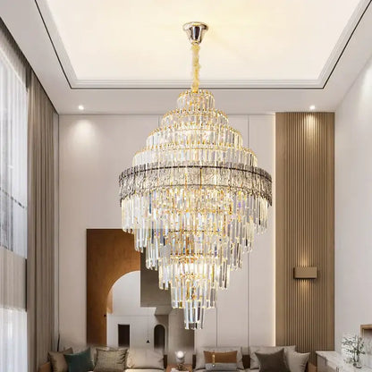 Modern elegant crystal chandelier gold dining room glass prisms