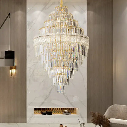 Modern elegant crystal chandelier gold dining room glass prisms
