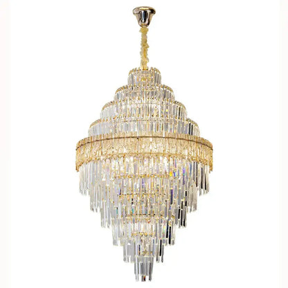 Modern elegant crystal chandelier gold dining room glass prisms