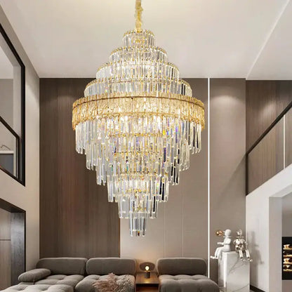 Modern elegant crystal chandelier gold dining room glass prisms
