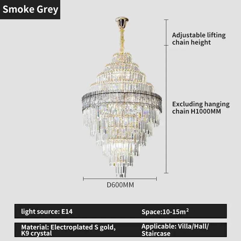 Modern elegant crystal chandelier gold dining room glass prisms