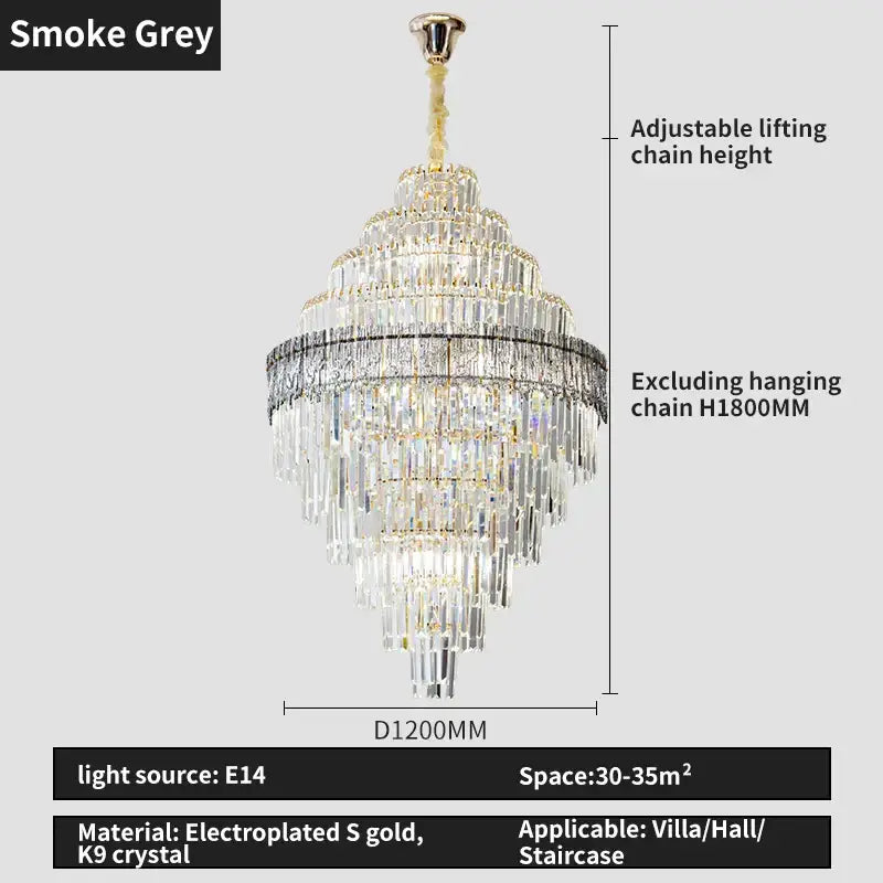 Modern elegant crystal chandelier gold dining room glass prisms