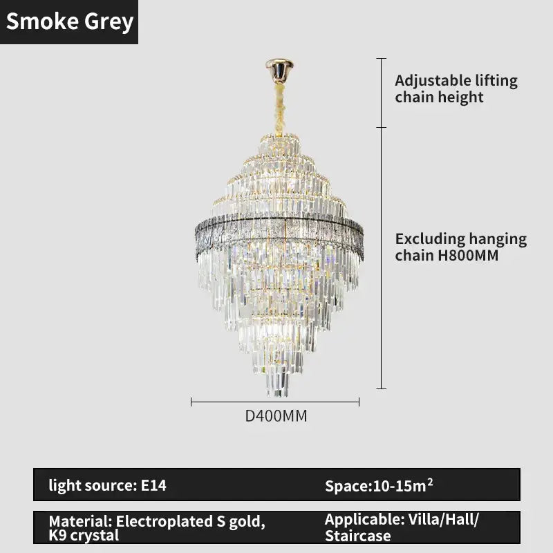 Modern elegant crystal chandelier gold dining room glass prisms