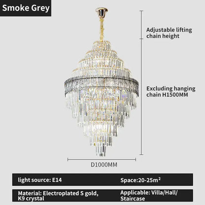 Modern elegant crystal chandelier gold dining room glass prisms