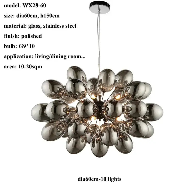 Modern elegant grape glass chandelier dining room pendant light