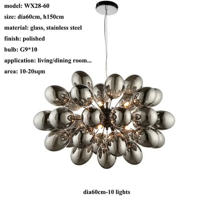 Modern elegant grape glass chandelier dining room pendant light