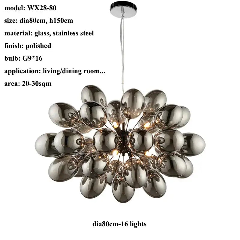 Modern elegant grape glass chandelier dining room pendant light