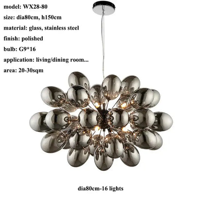 Modern elegant grape glass chandelier dining room pendant light