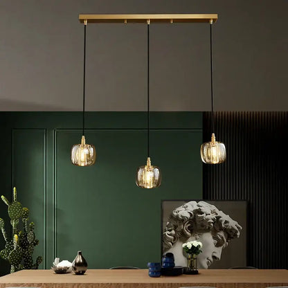 Modern elegant rotating staircase pendant light – living room glass