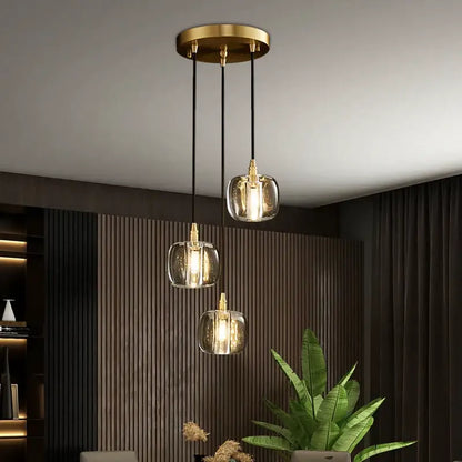 Modern elegant rotating staircase pendant light – living room glass