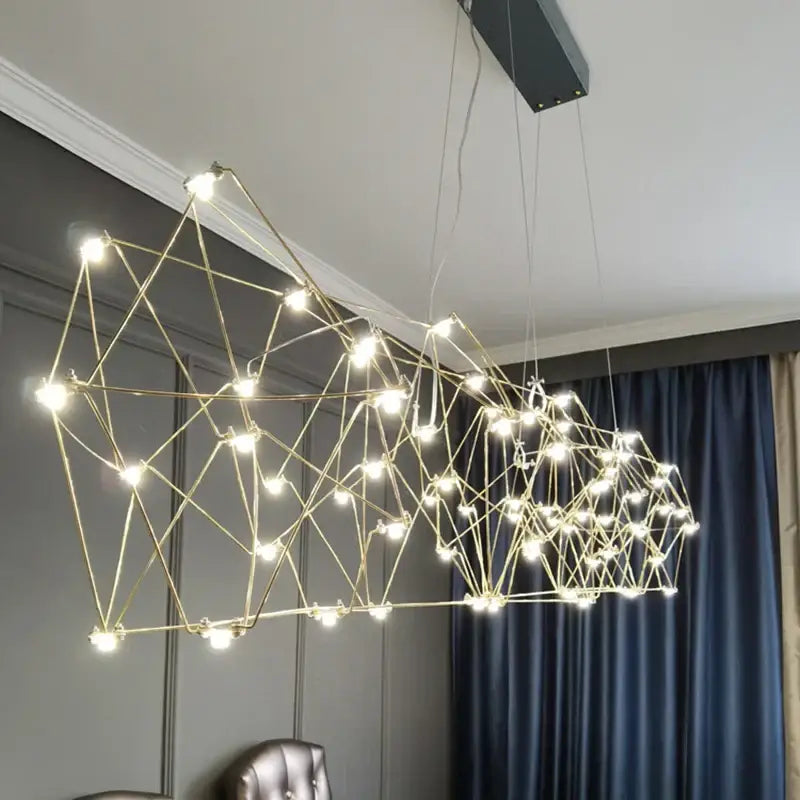 Modern elegant stainless steel geometric led chandelier dining room