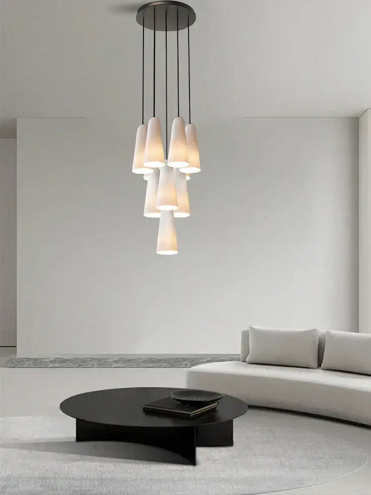 Modern elegant white glass cup chandelier living room pendant light