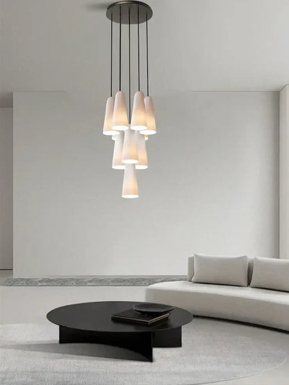 Modern elegant white glass cup chandelier living room pendant light