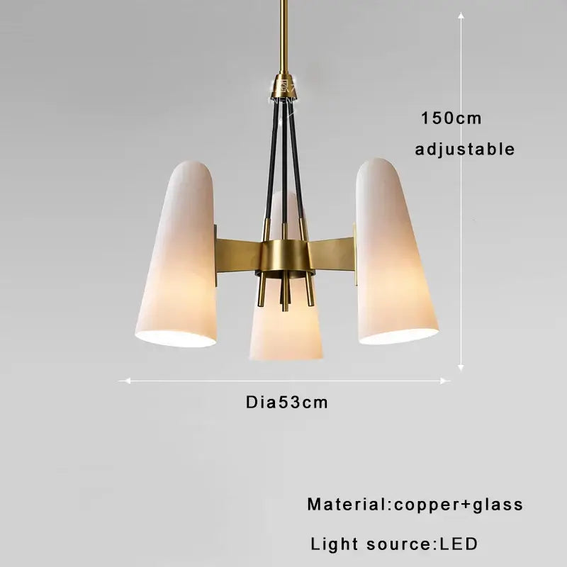 Modern elegant white glass cup chandelier living room pendant light
