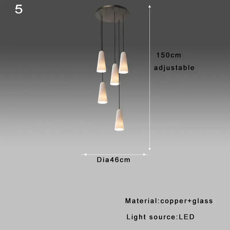 Modern elegant white glass cup chandelier living room pendant light