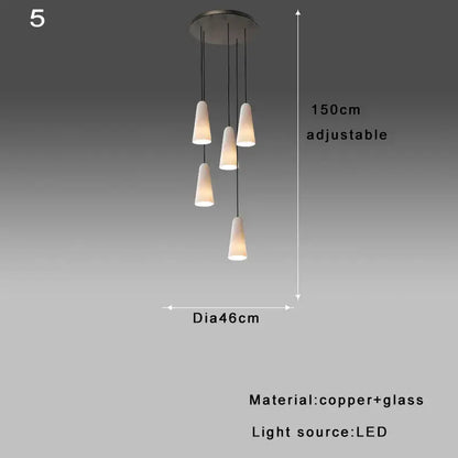 Modern elegant white glass cup chandelier living room pendant light