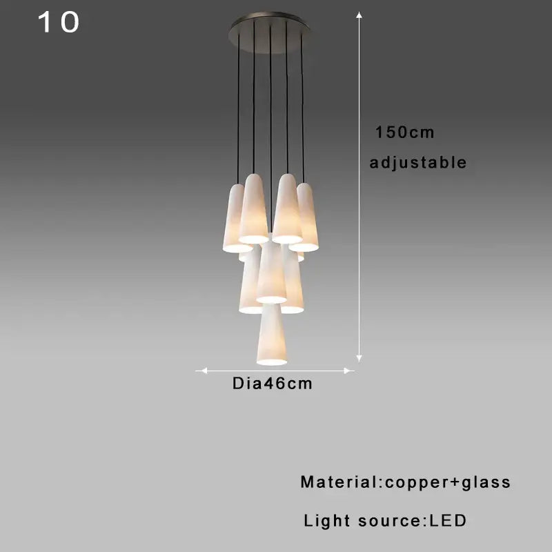 Modern elegant white glass cup chandelier living room pendant light