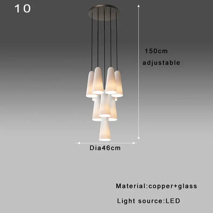 Modern elegant white glass cup chandelier living room pendant light