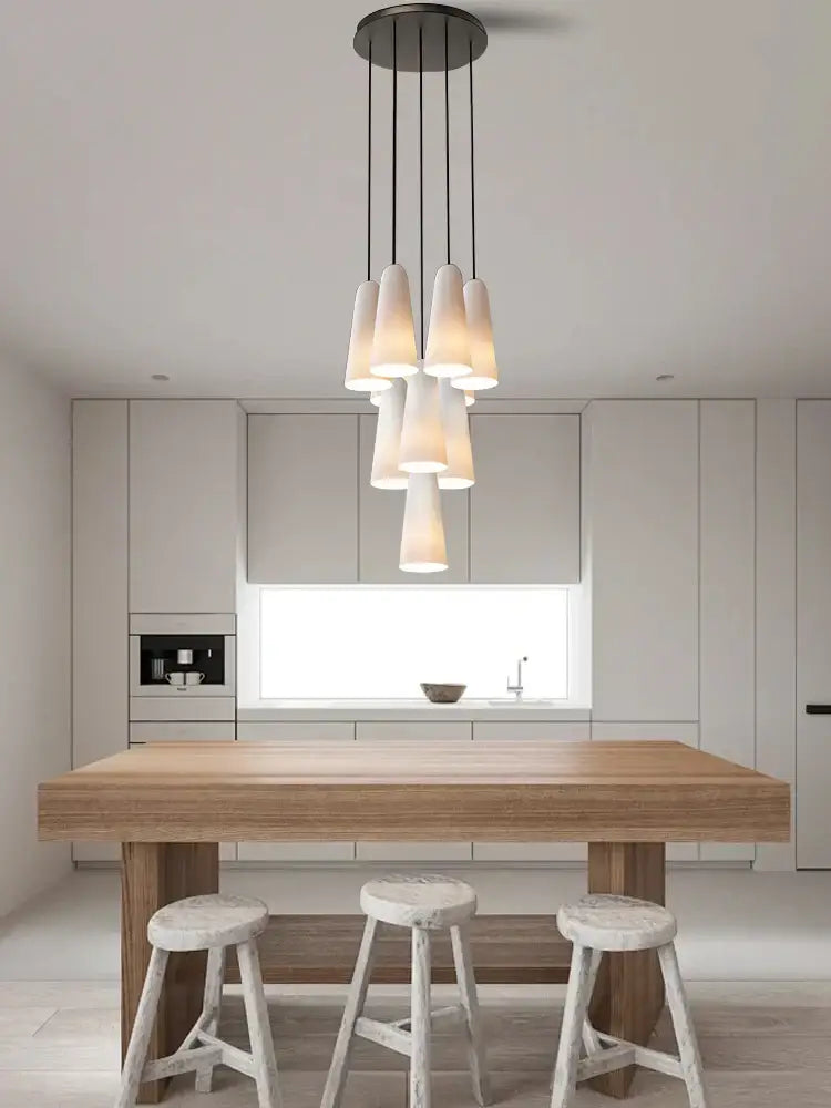 Modern elegant white glass cup chandelier living room pendant light