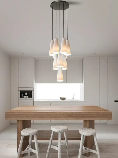 Modern elegant white glass cup chandelier living room pendant light