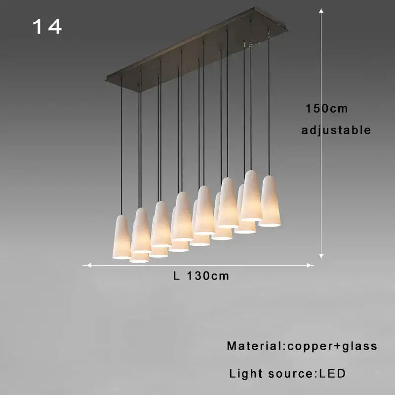 Modern elegant white glass cup chandelier living room pendant light