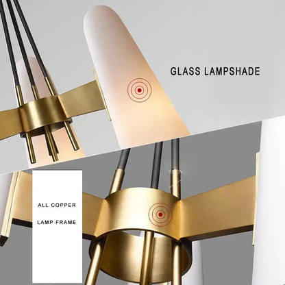 Modern elegant white glass cup chandelier living room pendant light