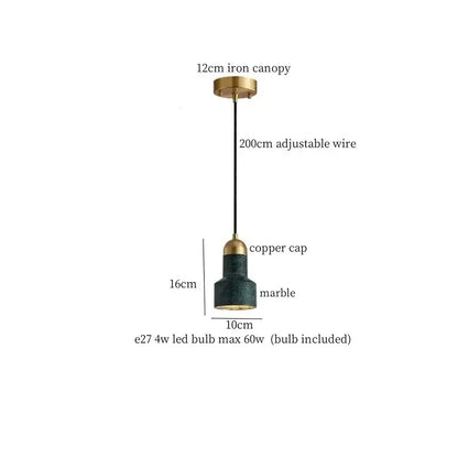 Modern emerald green and brass led pendant lamp for dining room