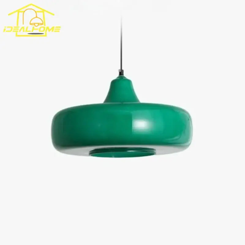 Modern emerald green glass pendant light dining room rounded led