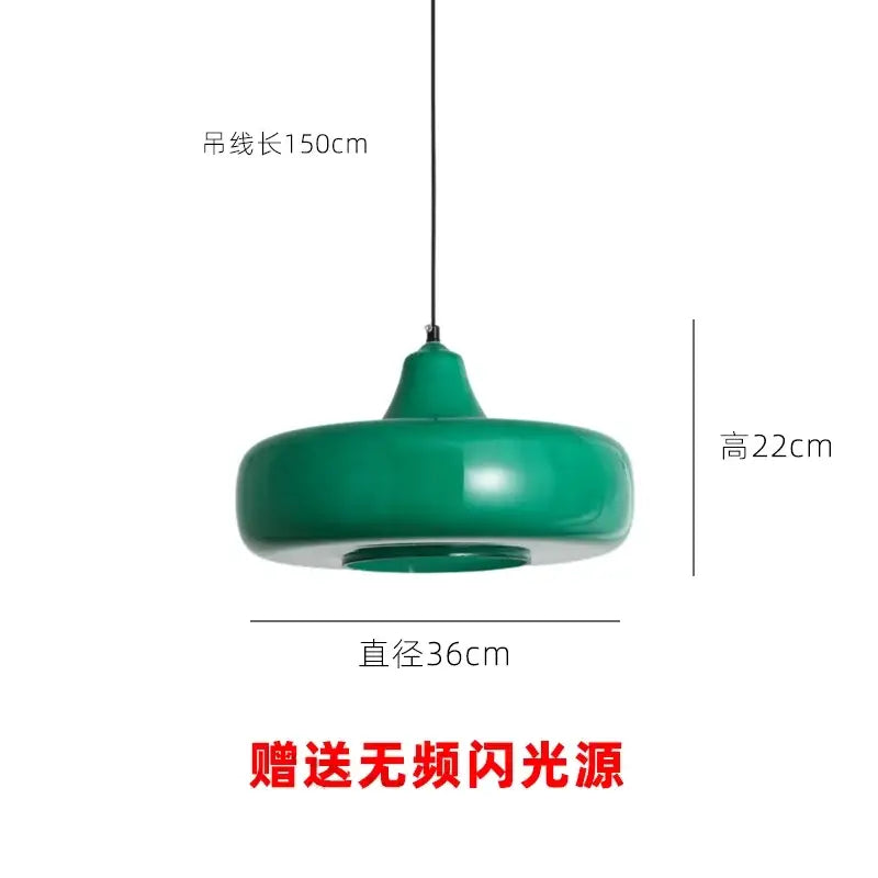 Modern emerald green glass pendant light dining room rounded led