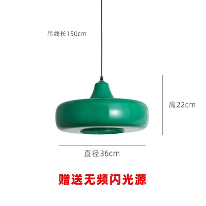 Modern emerald green glass pendant light dining room rounded led
