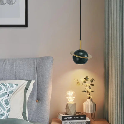 Modern emerald green marble led pendant lamp dining room