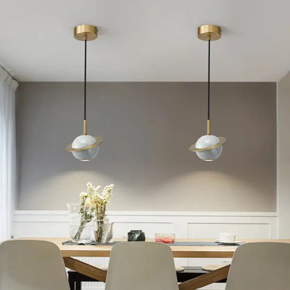 Modern emerald green marble led pendant lamp dining room