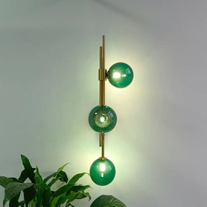 Modern emerald green white glass ball wall lamps bedroom sconce