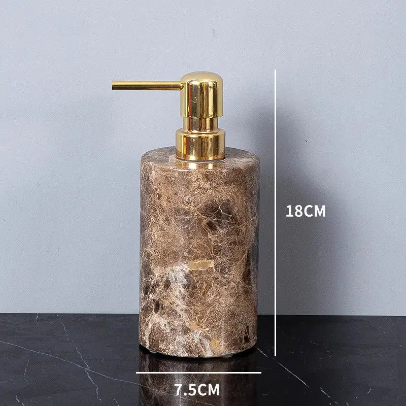 Modern emperador dark marble bathroom set with chrome accents