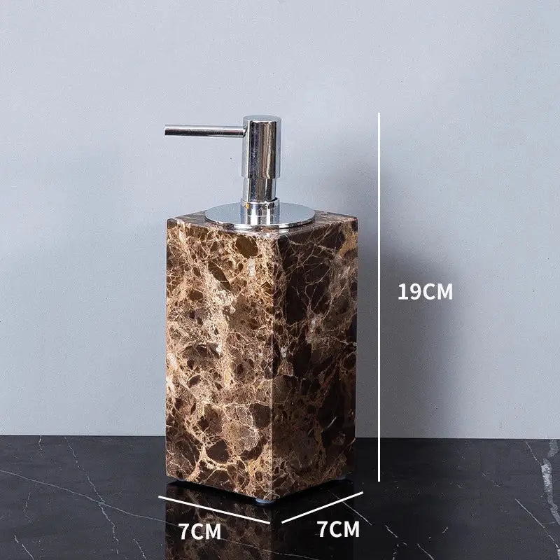 Modern emperador dark marble bathroom set with chrome accents