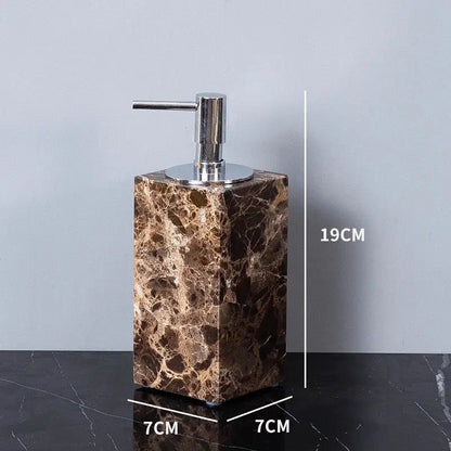 Modern emperador dark marble bathroom set with chrome accents