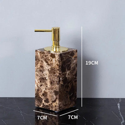 Modern emperador dark marble bathroom set with chrome accents