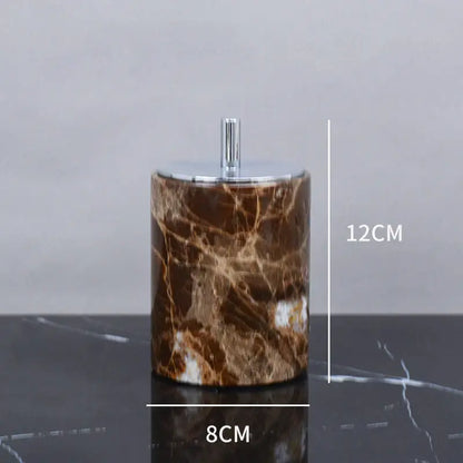 Modern emperador dark marble bathroom set with chrome accents