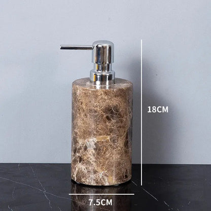 Modern emperador dark marble bathroom set with chrome accents