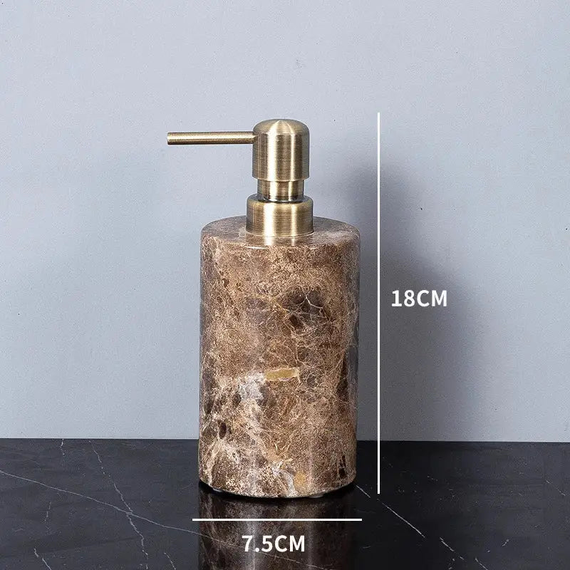 Modern emperador dark marble bathroom set with chrome accents