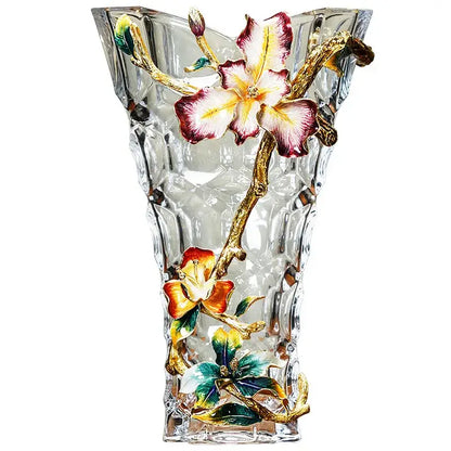 Modern enamel flower crystal glass vase living room decor
