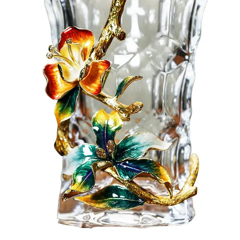 Modern enamel flower crystal glass vase living room decor