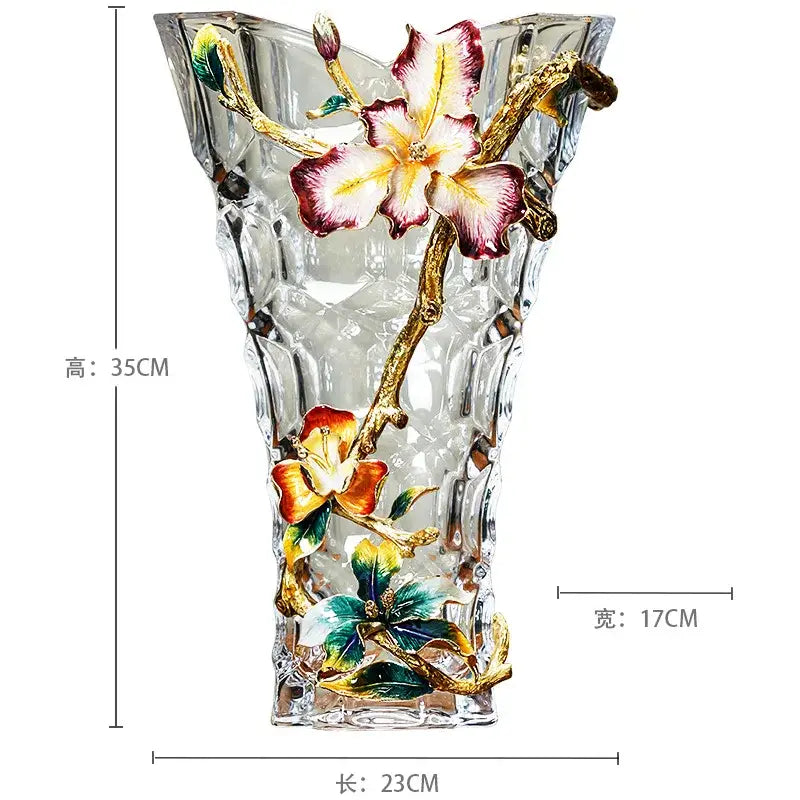 Modern enamel flower crystal glass vase living room decor