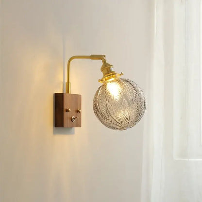Modern etched glass copper led wall lights bedroom sconce