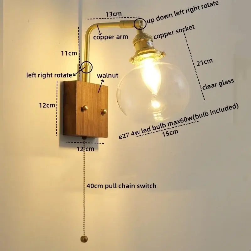 Modern etched glass copper led wall lights bedroom sconce