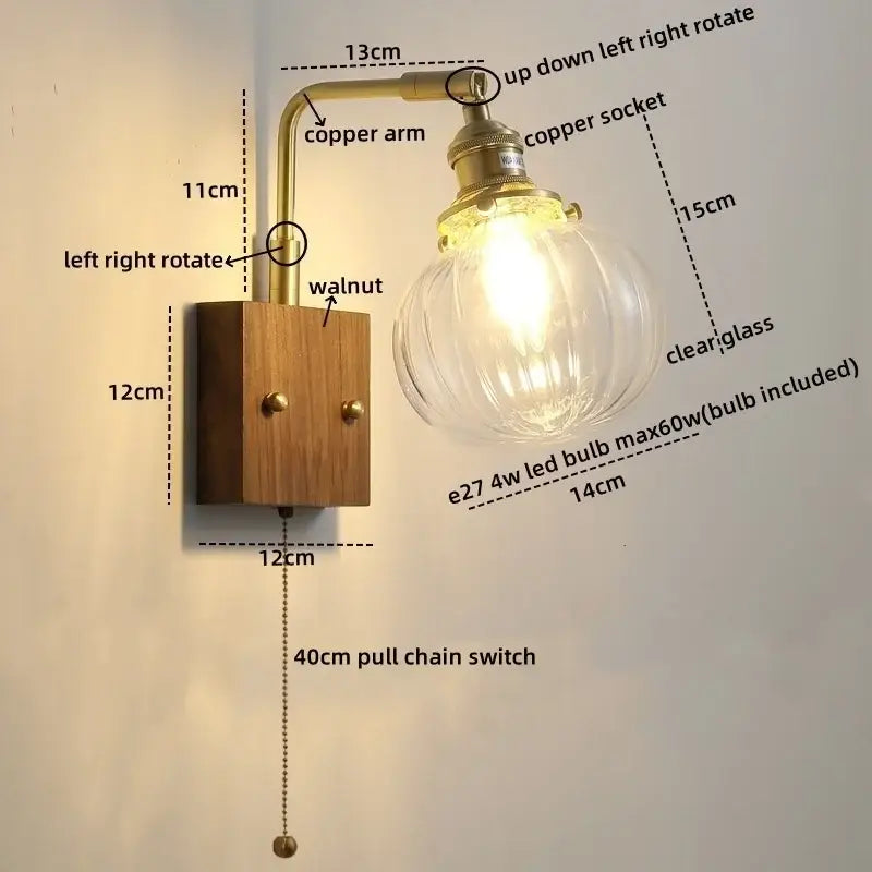 Modern etched glass copper led wall lights bedroom sconce